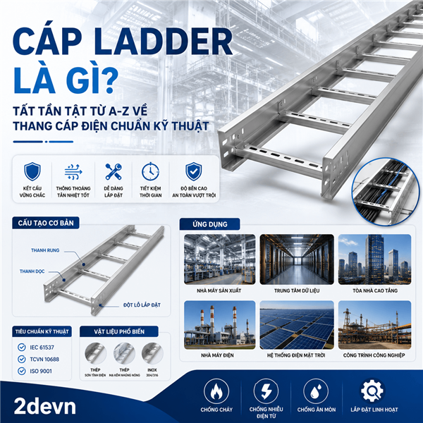 Cáp Ladder Là Gì? Tất Tần Tật Từ A-Z Về Thang Cáp Điện Chuẩn Kỹ Thuật
