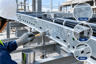 Máng Cáp Mạ Kẽm Nhúng Nóng: Cách Xử Lý Lớp Mạ Khi Bị Trầy, Cắt Hoặc Khoan Tại Công Trường