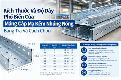 Kích Thước Và Độ Dày Phổ Biến Của Máng Cáp Mạ Kẽm Nhúng Nóng: Bảng Tra Và Cách Chọn